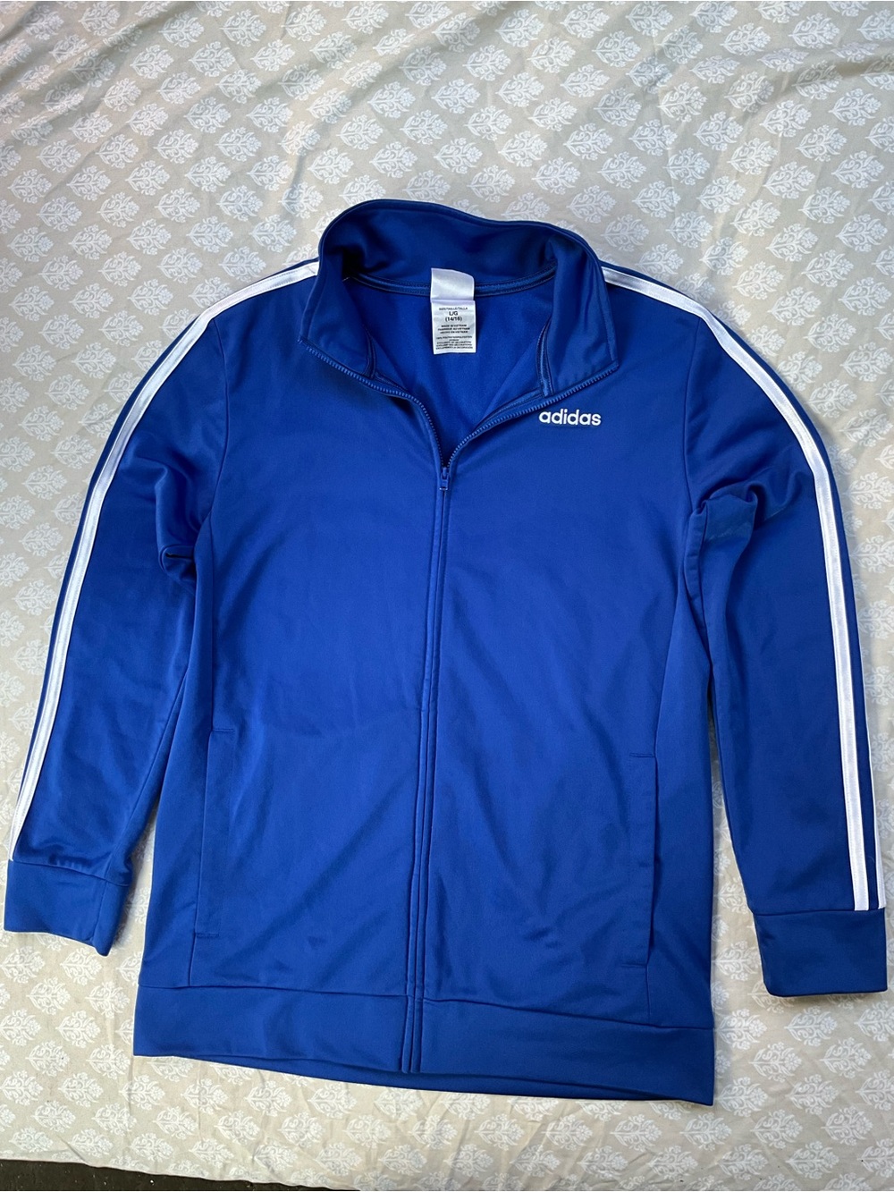 Adidas Royal Blue 3-Stripe Full Zip Track Jacket Youth L 14/16